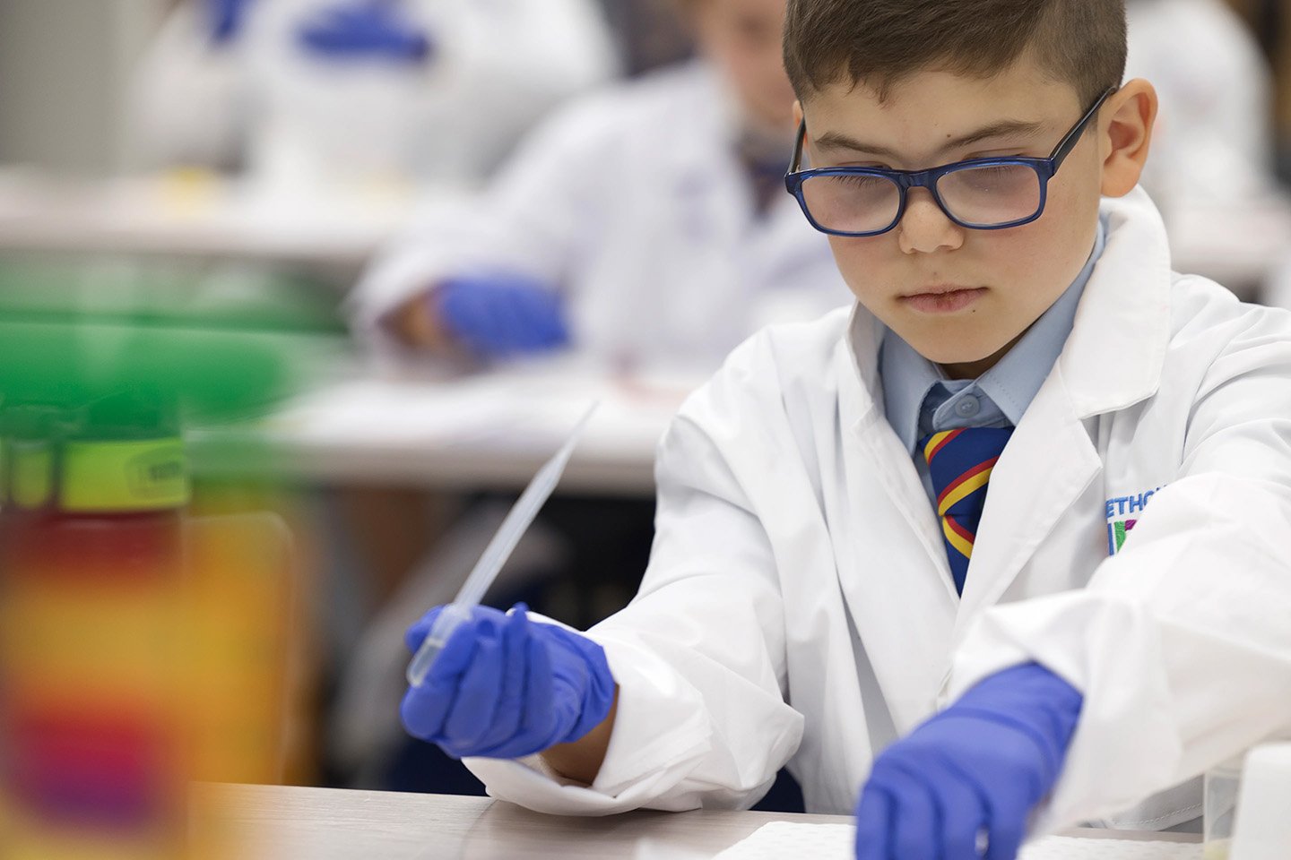 child in a lab