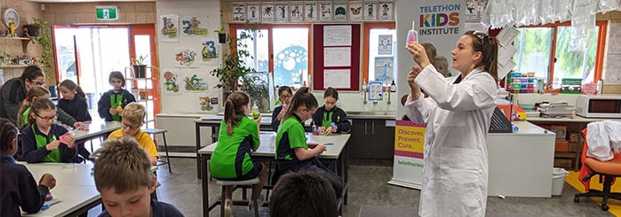 kids and a teacher in a classroom